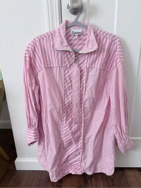 Ganni Mockneck Poplin Tunic S